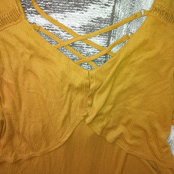 NWOT Women's MASSINI Ribbed Criss-cross Back Dressy Short Sleeve Top XL - Picture 10 of 13